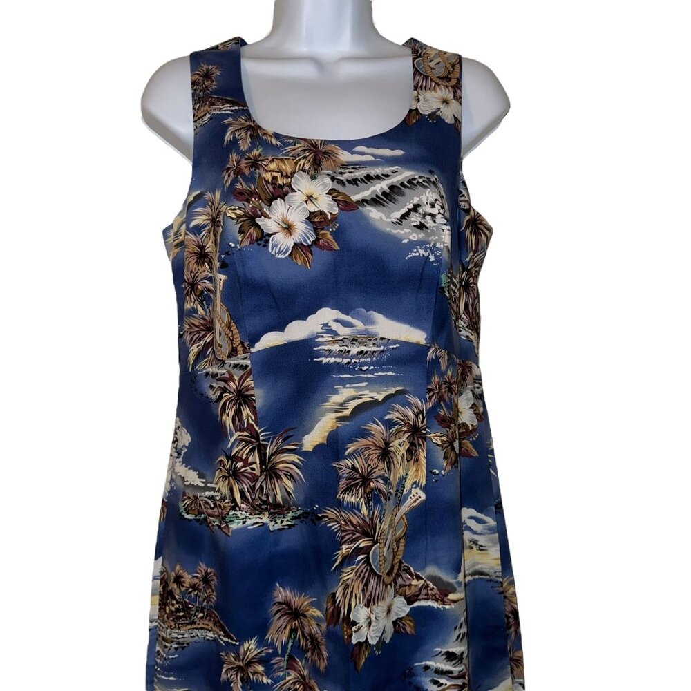 Vtg Hilo Hattie Hawaii Muumuu Beach Dress Womens 8 Blue Mumu Floral Hawaiian - Picture 2 of 10